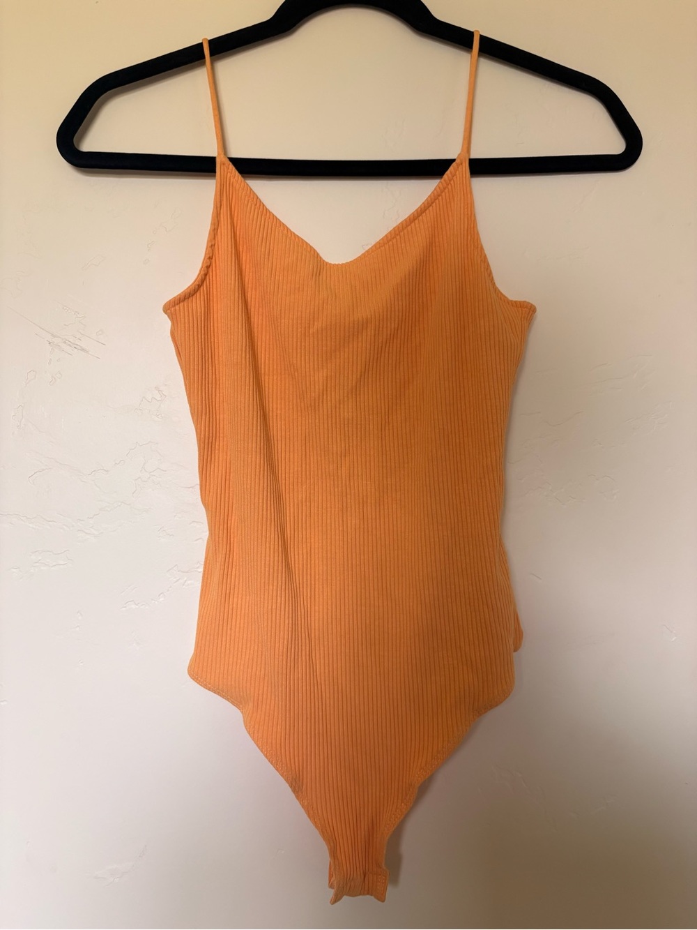 H&M Ribbed Spaghetti-Strap Bodysuit in Orange